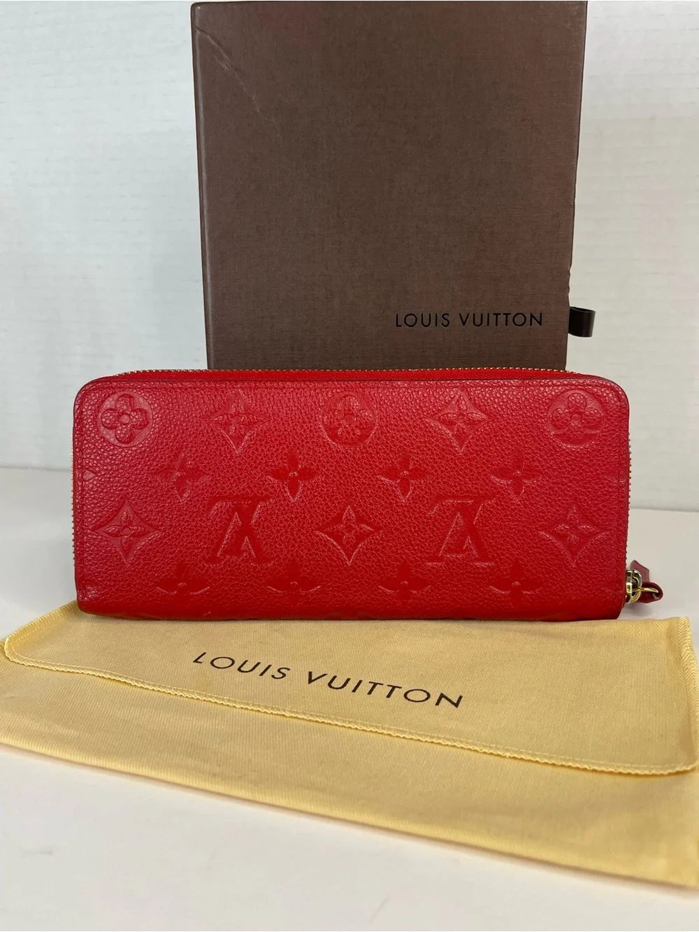 Louis Vuitton Cerise Monogram Empreinte Zippy Wallet With Dust Bag and Box
